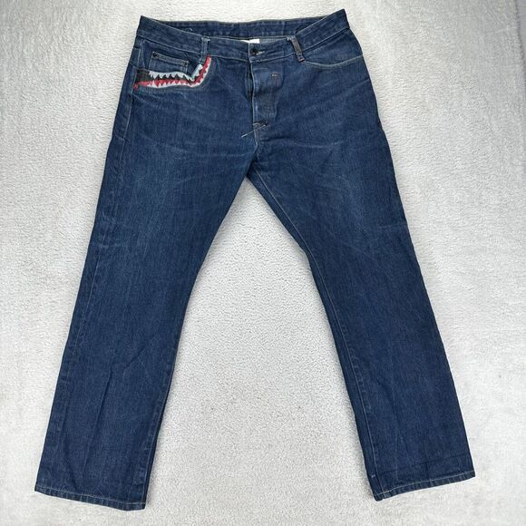 Creating Limitless Heights Jeans Men 38x32 Blue Shark‎ Pocket Button Fly Hip Hop - Picture 1 of 16